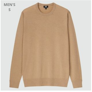 ユニクロ(UNIQLO)のUNIQLO エクストラファインクルーネックセーター 438783 ベージュ S(ニット/セーター)