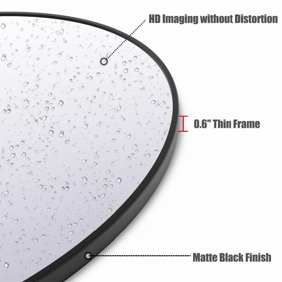ブラックメタルフレームオーバルウォールミラー - 76 x 59 cm インテリア/住まい/日用品のインテリア小物(壁掛けミラー)の商品写真