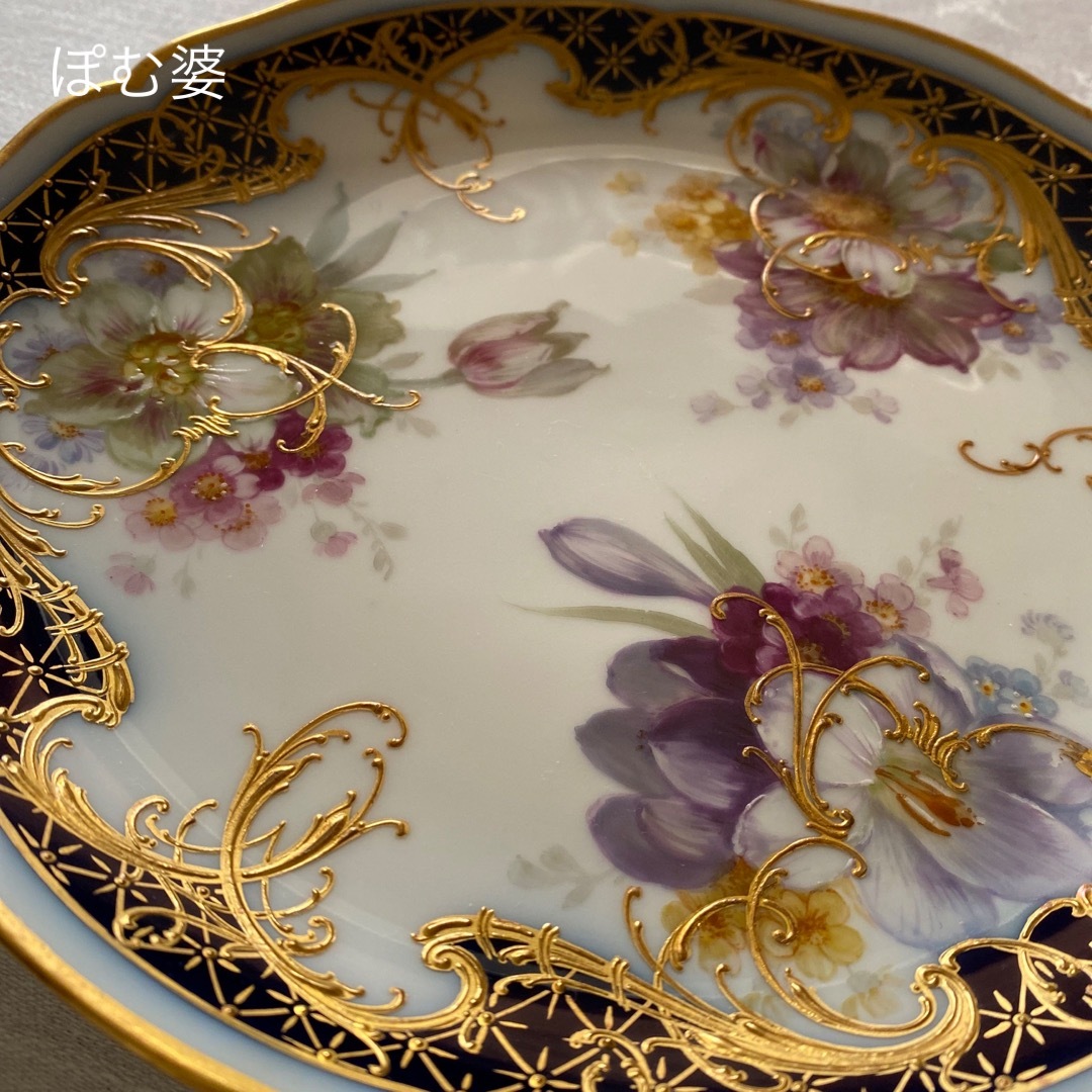 MEISSEN - 【KPMベルリン】印象派 印象主義/コバルト 上金彩皿 MEISSEN - 【KPMベルリン】印象派 印象主義/コバルト 上金彩皿