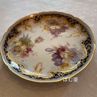 マイセン(MEISSEN)の【KPMベルリン】印象派  印象主義／コバルト 上金彩皿 プレート「三つの花」②(食器)