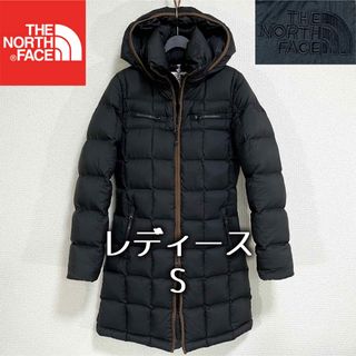 ザノースフェイス(THE NORTH FACE)の美品人気 ノースフェイス ロゴ刺繍 ダウンコート レディースS フード着脱可能(ダウンコート)