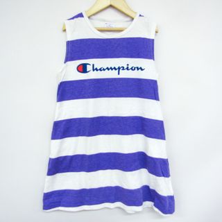 チャンピオン(Champion)のチャンピオン ノースリーブワンピース ボーダー柄 キッズ 女の子用 130サイズ ブルー×ホワイト Champion(ワンピース)