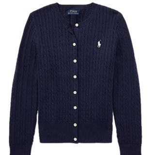 ポロラルフローレン(POLO RALPH LAUREN)のポロラルフローレン　ケーブル　コットン　ホワイトポニー　ネイビー　カーディガン(カーディガン)