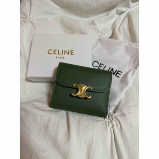 未使用品 CELINE セリーヌ レザー  二つ折り財布 ゴールドカラーレディース