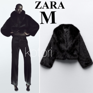 ザラ(ZARA)の新品　2023aw ZARA フェイクファー　クロップド　ジャケット　コート　M(毛皮/ファーコート)