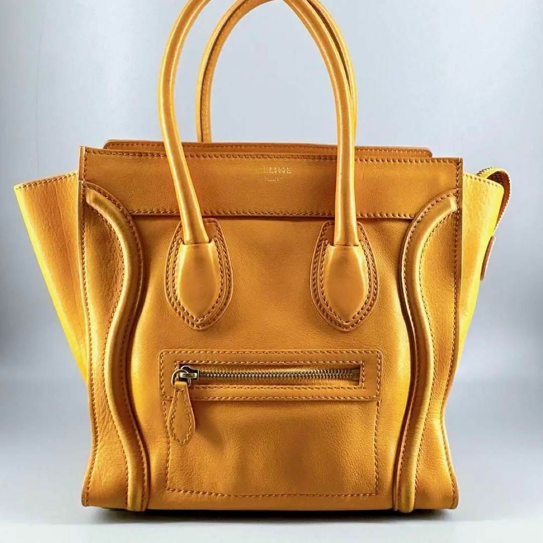 celine(セリーヌ)の極美品 CELINE ラゲージマイクロショッパー トート ハンドバッグ イエロー レディースのバッグ(ハンドバッグ)の商品写真