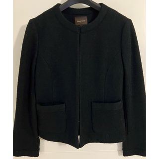 デミルクスビームス(Demi-Luxe BEAMS)の【美品】Demi-Luxe BEAMS ウールノーカラージャケットブラック(ノーカラージャケット)