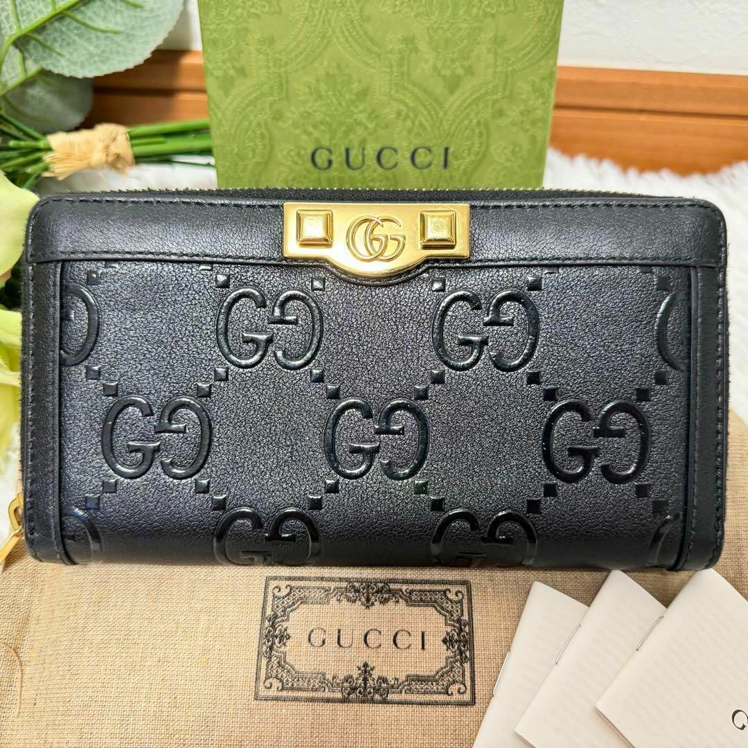 Gucci(グッチ)の希少✨ グッチ GG マトラッセ キルティングレザー 黒 ラウンドジップ 長財布 レディースのファッション小物(財布)の商品写真