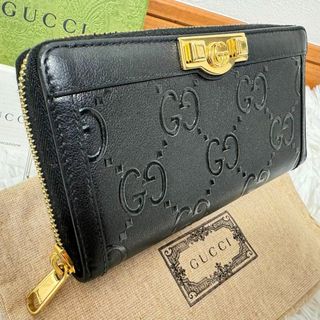 グッチ(Gucci)の希少✨ グッチ GG マトラッセ キルティングレザー 黒 ラウンドジップ 長財布(財布)