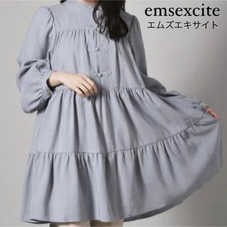 エムズエキサイト(EMSEXCITE)のemsexcite チャイナボタン ブラウス ティアード ワンピース トップス(ひざ丈ワンピース)