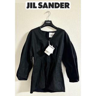 ジルサンダー(Jil Sander)のジルサンダー トップス カットソー リネン 新品 ７分丈 ブラック 黒(カットソー(長袖/七分))