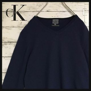 カルバンクライン(Calvin Klein)の【人気Ｌサイズ】カルバンクライン　シンプルセーター　ネイビー　薄手　F684(ニット/セーター)