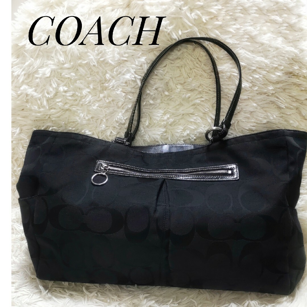 ✨COACH✨ コーチ　肩がけ　トートバッグ　レザー　シグネチャー柄　キャンバス