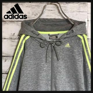 アディダス(adidas)の【人気定番】アディダス　ロゴ入りジップパーカー　裏パイル　グレー　Ｃ64(パーカー)