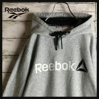 リーボック(Reebok)の【人気定番】リーボック☆センターデカロゴパーカー　裏起毛　薄手　グレー　A167(パーカー)