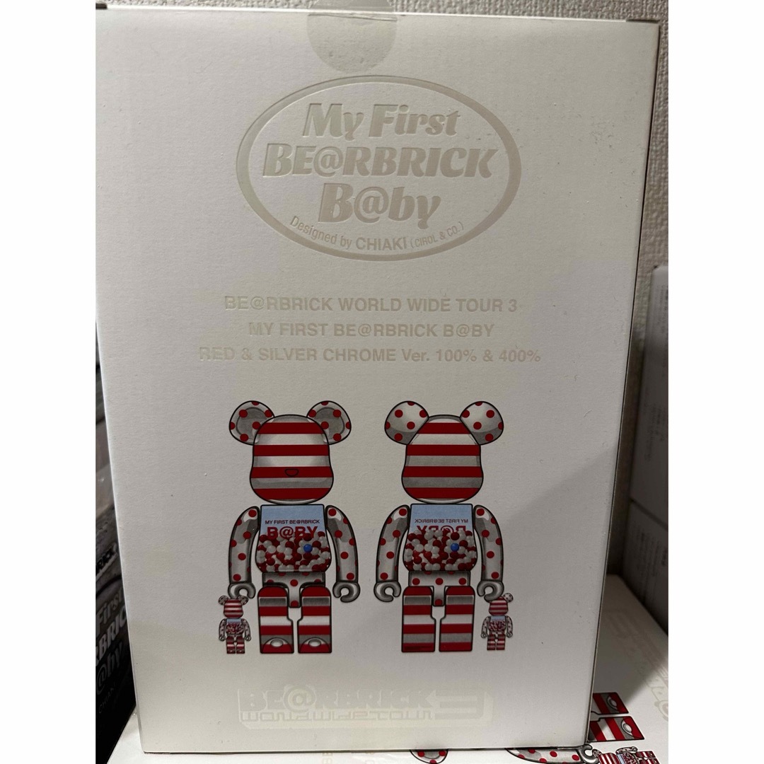 MYFIRSTBE＠RBRICK B@BYRED&SILVER CHROME ハンドメイドのおもちゃ(フィギュア)の商品写真