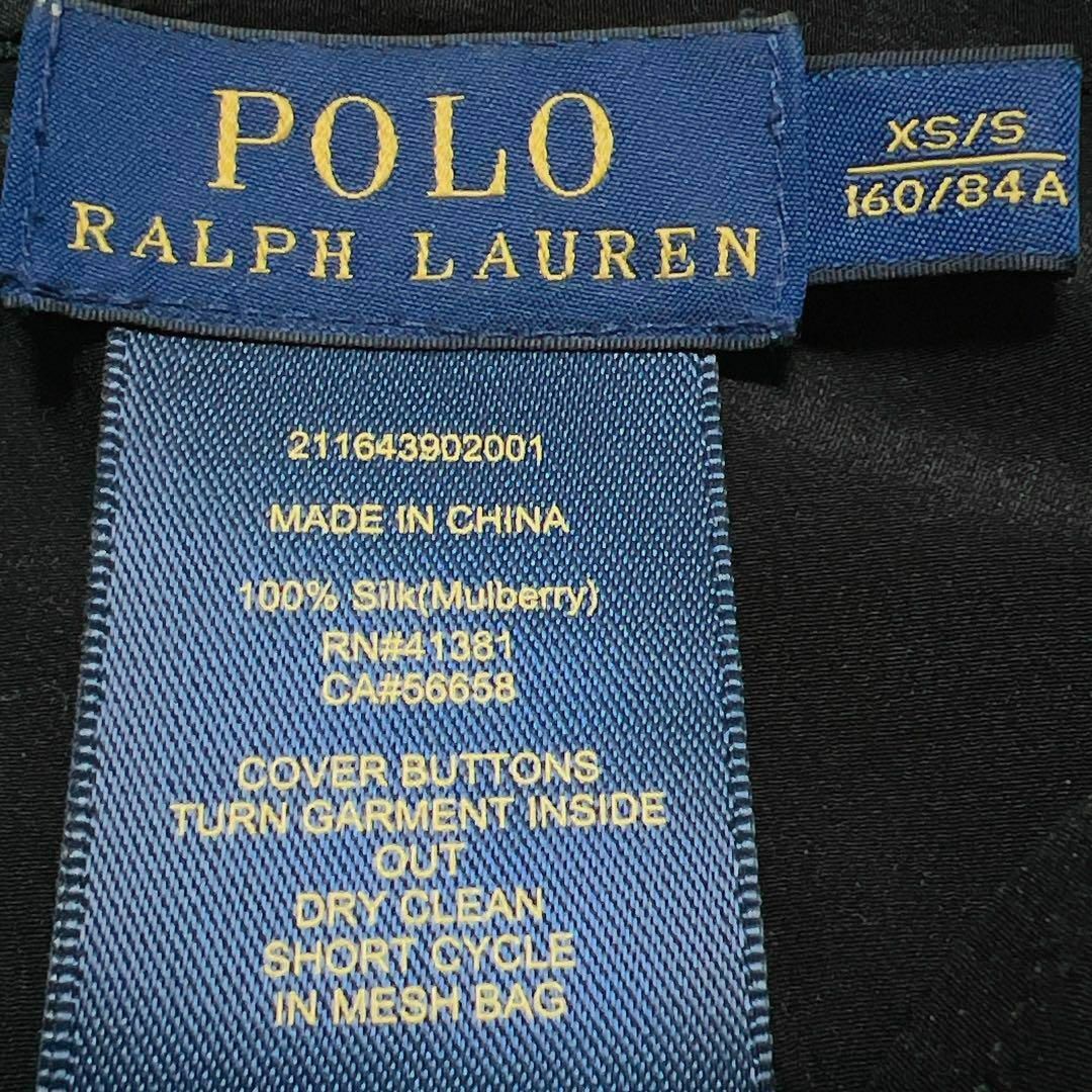 POLO RALPH LAUREN(ポロラルフローレン)の希少＊ポロラルフローレン シルク100% ポンチョ風 ロング ブラウス 黒 レディースのトップス(シャツ/ブラウス(長袖/七分))の商品写真