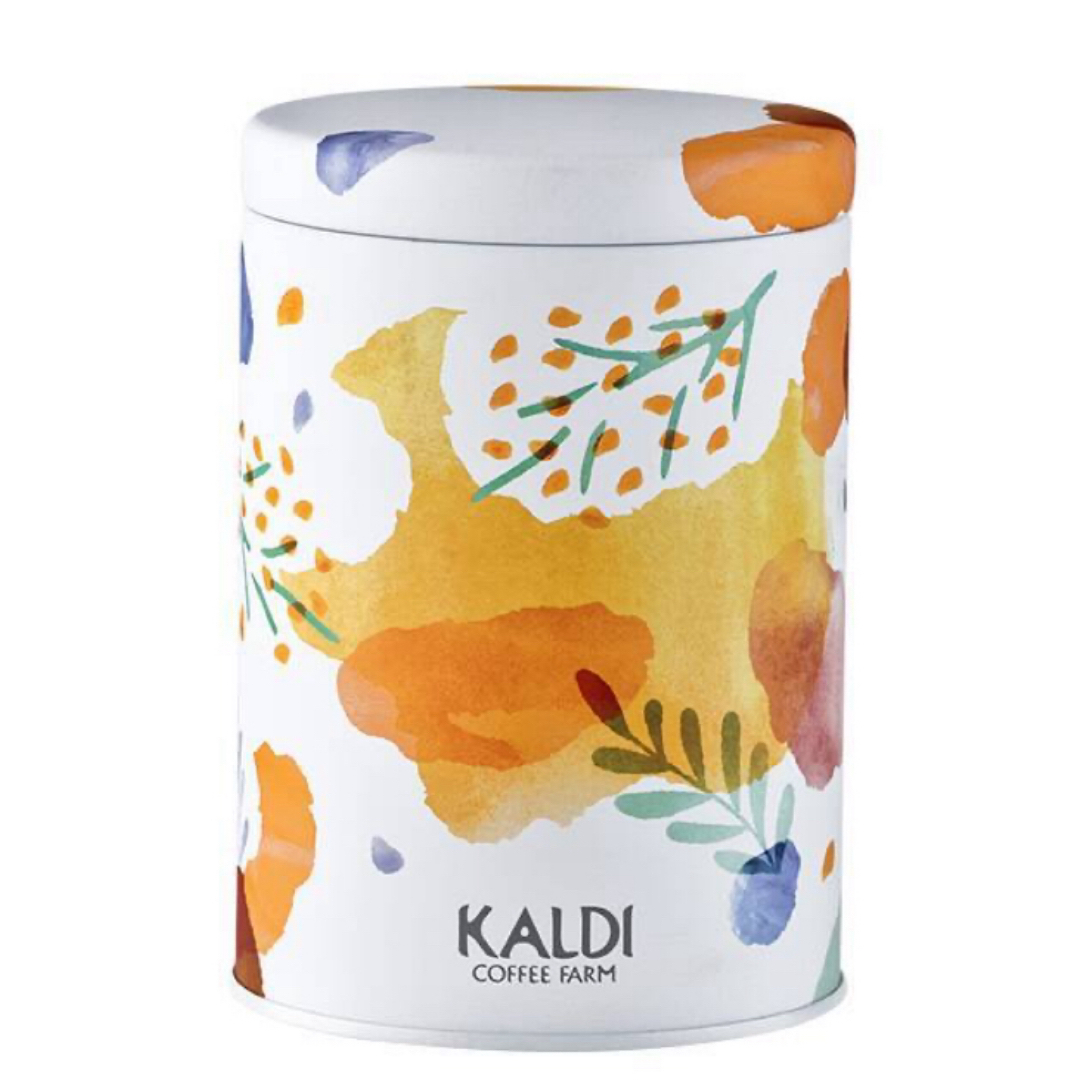 KALDI(カルディ)のカルディ　キャニスター缶（リーフ柄） 1個 インテリア/住まい/日用品のキッチン/食器(容器)の商品写真