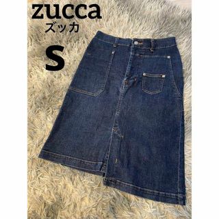 ズッカ(ZUCCa)のzucca ズッカ　デニムスカート　アシンメトリー　S　美品(ひざ丈スカート)