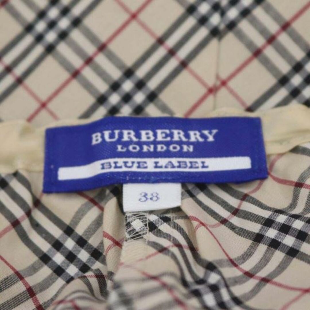 BURBERRY BLUE LABEL(バーバリーブルーレーベル)のバーバリーブルーレーベル ノバチェック 七分袖 ブラウス 38 ベージュ 黒 白 レディースのトップス(その他)の商品写真