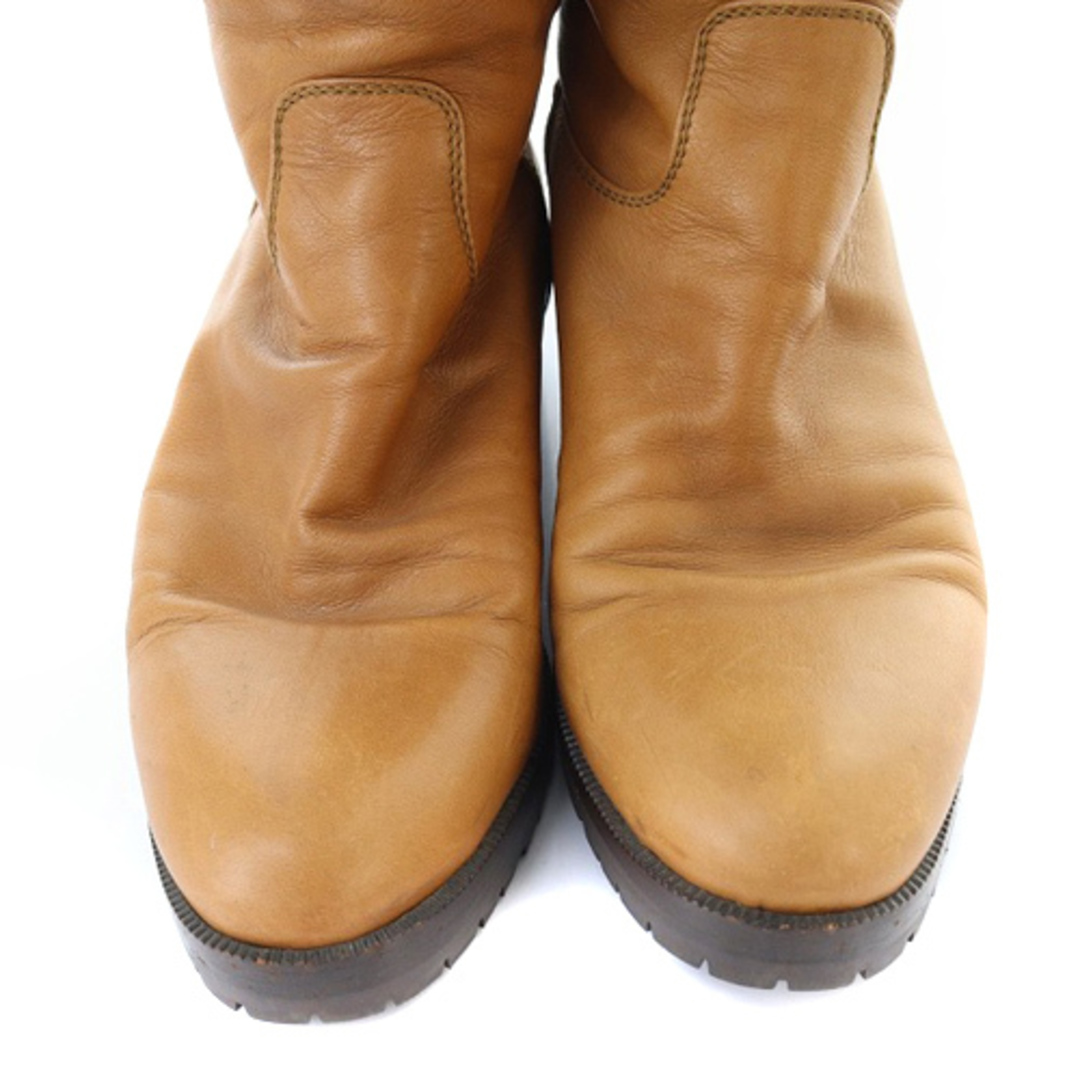 CHANEL(シャネル)のシャネル ココマーク ステッチ レザーロングブーツ 22-22.5cm 茶色 レディースの靴/シューズ(ブーツ)の商品写真
