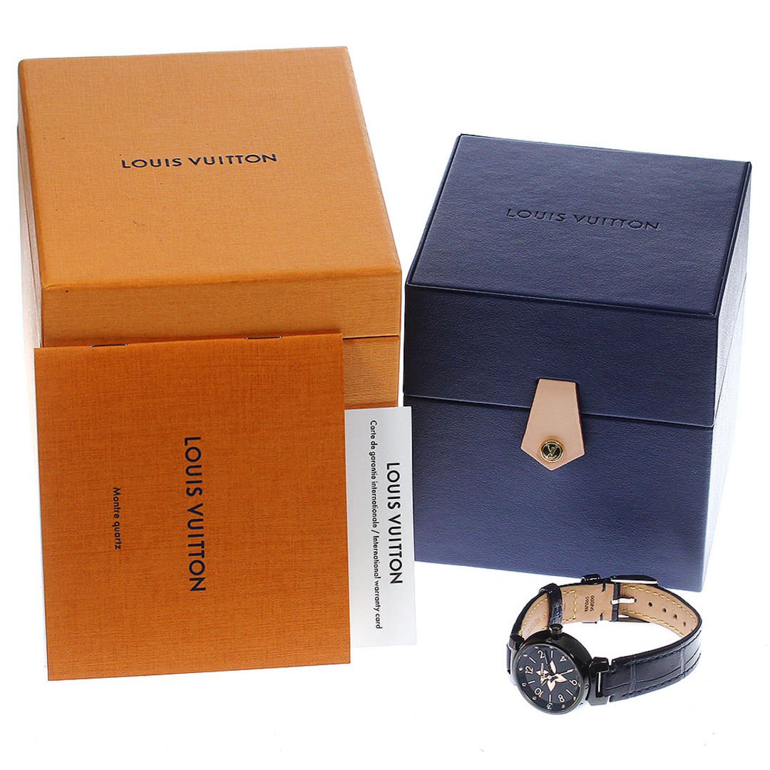 LOUIS VUITTON(ルイヴィトン)のルイ・ヴィトン LOUIS VUITTON QA155 タンブール オールブラック クォーツ レディース 良品 箱・保証書付き_799827 レディースのファッション小物(腕時計)の商品写真