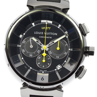 ルイヴィトン(LOUIS VUITTON)のルイ・ヴィトン LOUIS VUITTON Q114K タンブール インブラック クロノグラフ 自動巻き メンズ 箱・保証書付き_798370(腕時計(アナログ))