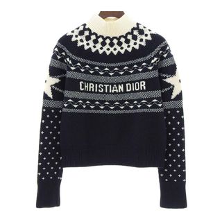 クリスチャンディオール(Christian Dior)のクリスチャンディオール ハイネック ロングスリーブ ニット クリスチャンディオール 144S60AM134 レディース ネイビー ホワイト Christian Dior 【中古】 【アパレル・小物】(ニット/セーター)