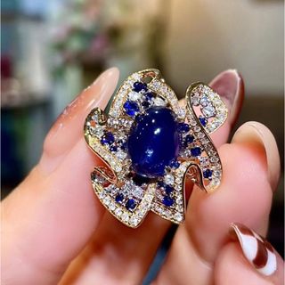 天然 ブルーサファイア ダイヤ リング 5.35ct ¥(リング(指輪))