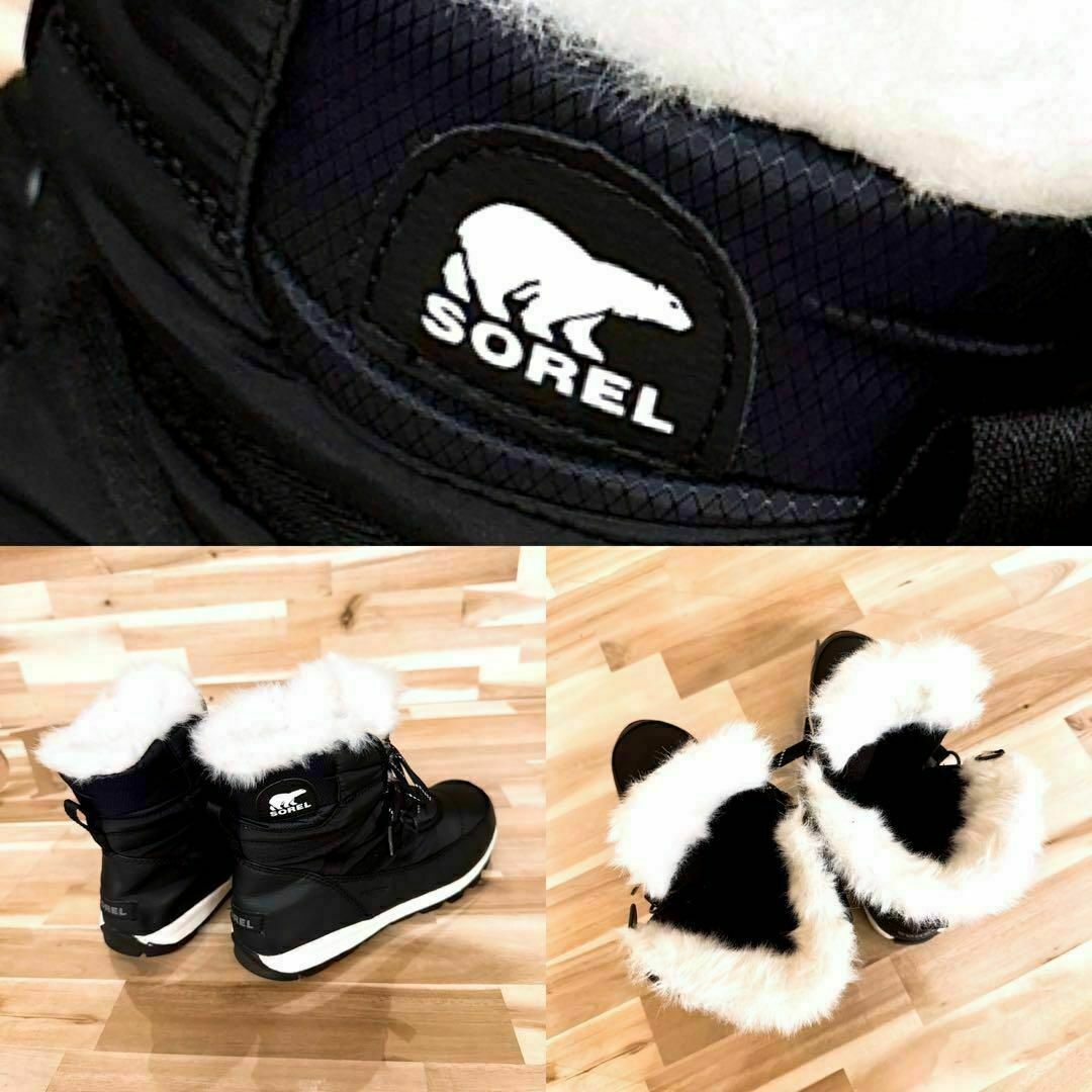 SOREL(ソレル)の美品【ソレル】ウィットニー ショート レース スノーブーツ防寒 25.5 黒×白 レディースの靴/シューズ(ブーツ)の商品写真