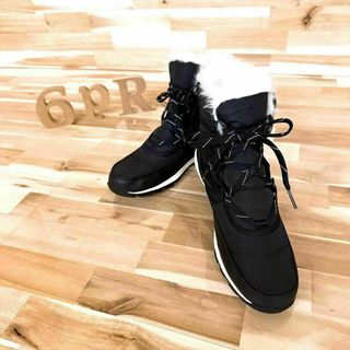 ソレル(SOREL)の美品【ソレル】ウィットニー ショート レース スノーブーツ防寒 25.5 黒×白(ブーツ)