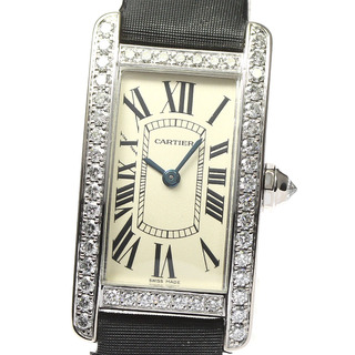 カルティエ(Cartier)のカルティエ CARTIER WB707331 タンクアメリカン SM K18WG ダイヤベゼル クォーツ レディース _792354(腕時計)