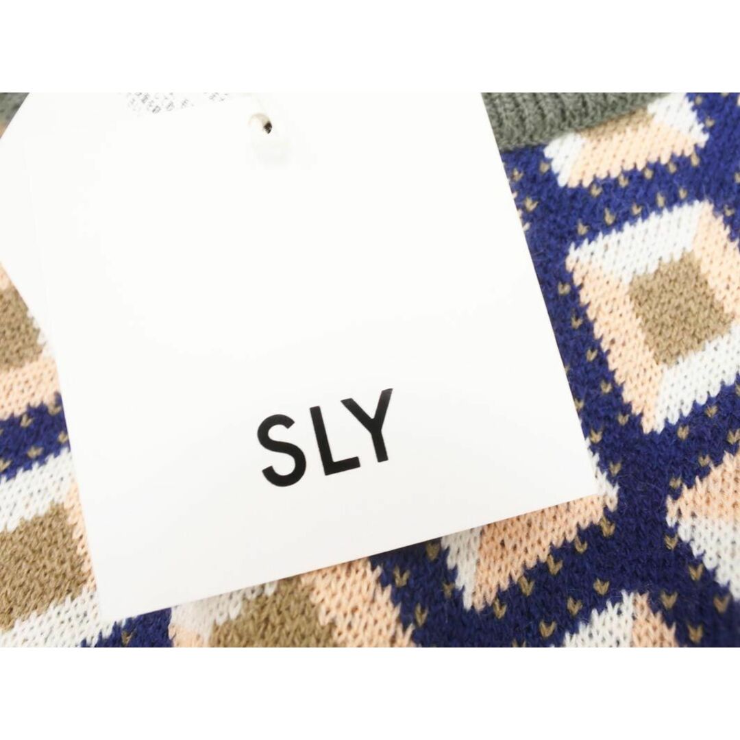 SLY(スライ)の新品 SLY スライ 幾何学模様 ニット セーター size1/グレーｘ紺 ◇■ レディース レディースのトップス(ニット/セーター)の商品写真