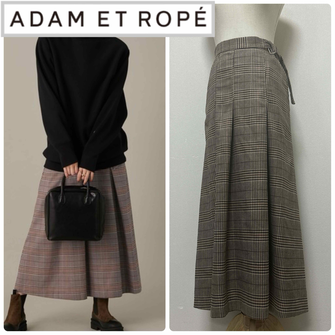 Adam et Rope'(アダムエロぺ)のアダムエロペ　チェックセミフレアタックスカート レディースのスカート(ロングスカート)の商品写真