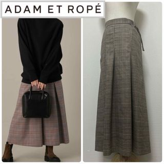 アダムエロぺ(Adam et Rope')のアダムエロペ　チェックセミフレアタックスカート(ロングスカート)