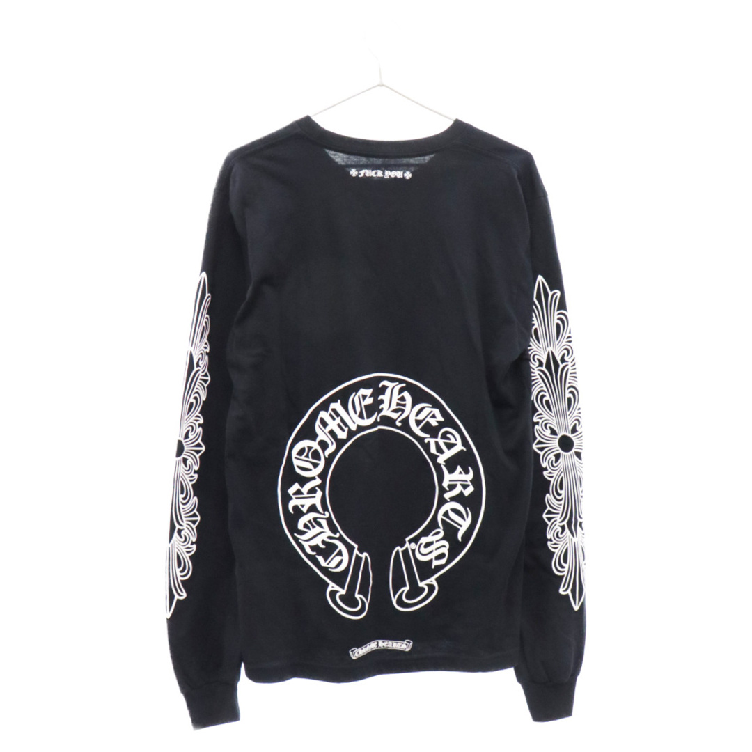 448センチ袖丈CHROME HEARTS クロムハーツ FLORAL CROSS L/S TEE 袖フローラルクロス 長袖Tシャツ ブラック