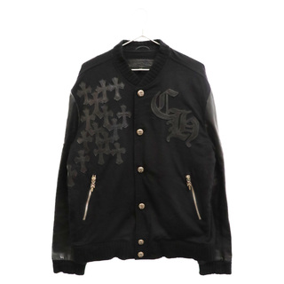 クロムハーツ(Chrome Hearts)のCHROME HEARTS クロムハーツ LETTERMAN レターマン CHマルチレザーパッチレザースリーブ ブルゾン ブラック(ブルゾン)