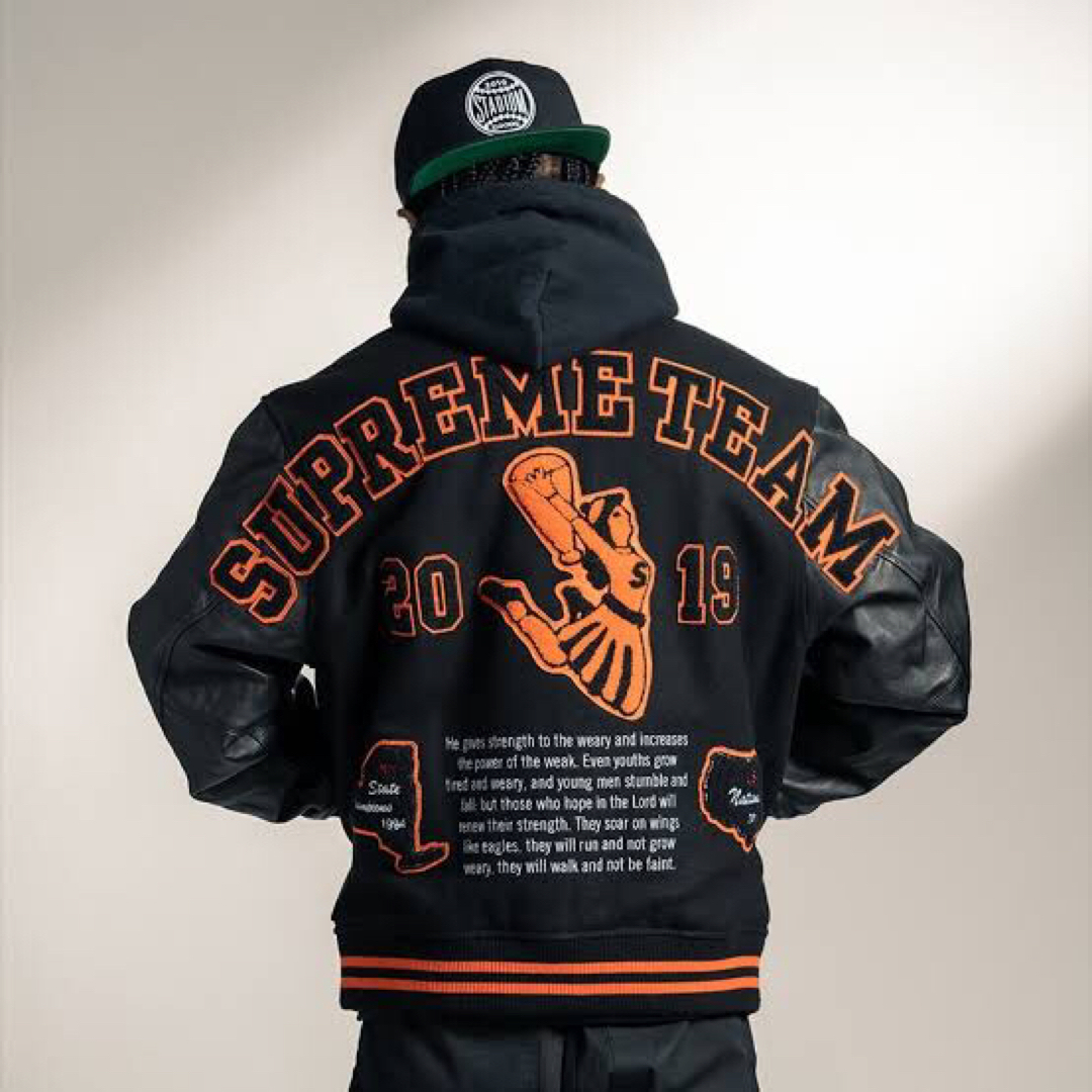 Supreme - SUPREME team varsity jacket black スタジャンの通販 Supreme - SUPREME team varsity jacket black スタジャンの通販