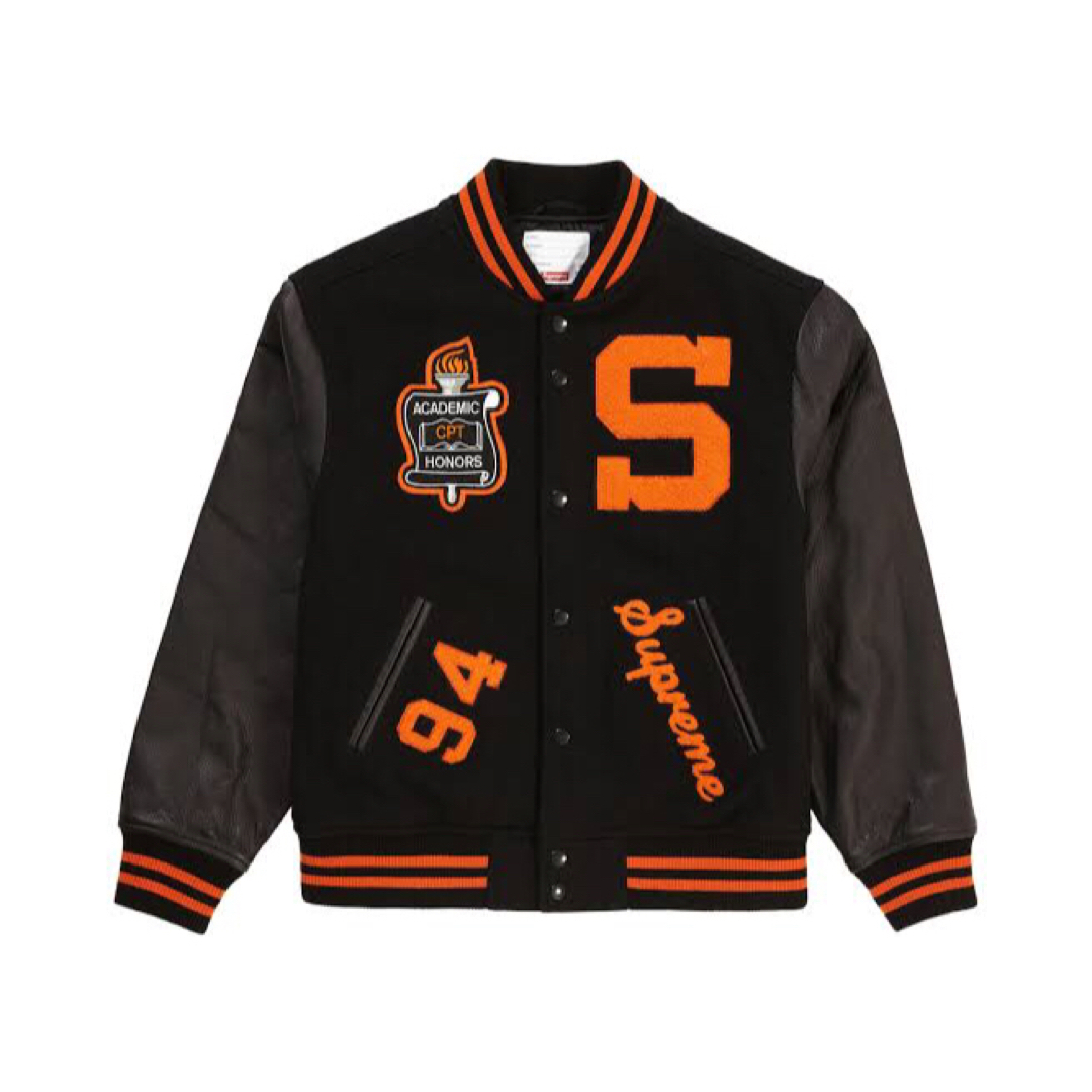 Supreme - SUPREME team varsity jacket black スタジャンの通販 Supreme - SUPREME team varsity jacket black スタジャンの通販