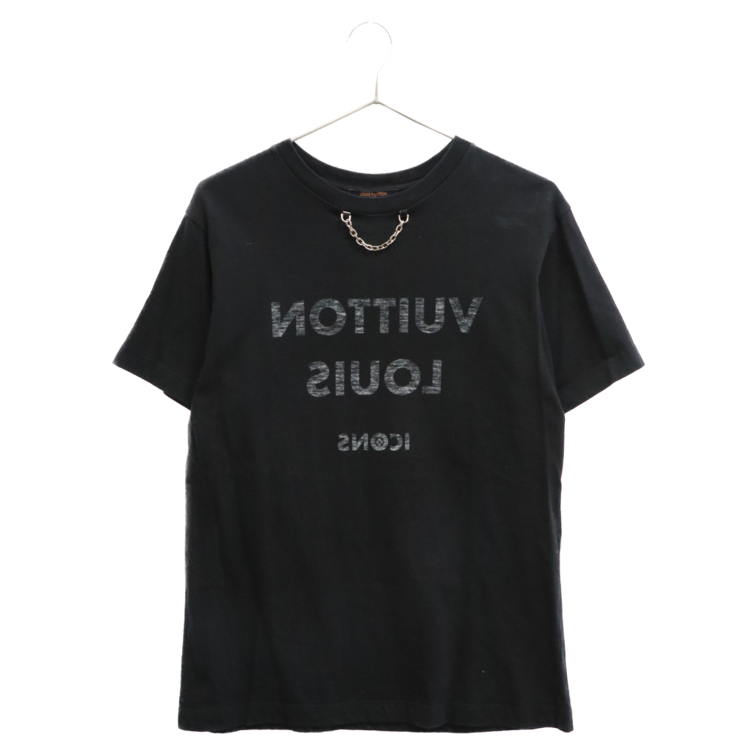 464センチ肩幅LOUIS VUITTON ルイヴィトン 20SS チェーン装飾 反転ロゴ クルーネック 半袖Tシャツ ブラック FJTS18TXP