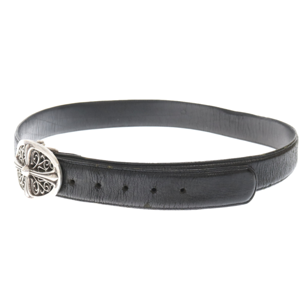 CHROME HEARTS クロムハーツ OVAL CROSS STRAP1.5/1.5クラシックオーバルクロスバックル レザーベルト ブラック/シルバー 38inch105センチバックル