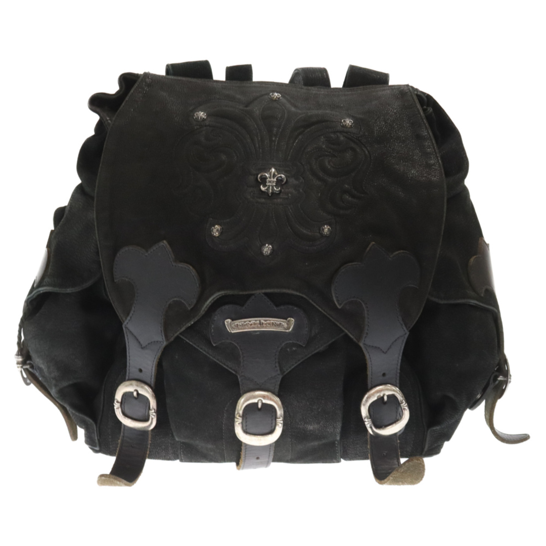 465センチ横幅CHROME HEARTS クロムハーツ BACKPACK BSフレア付き レザー バックパック ブラック