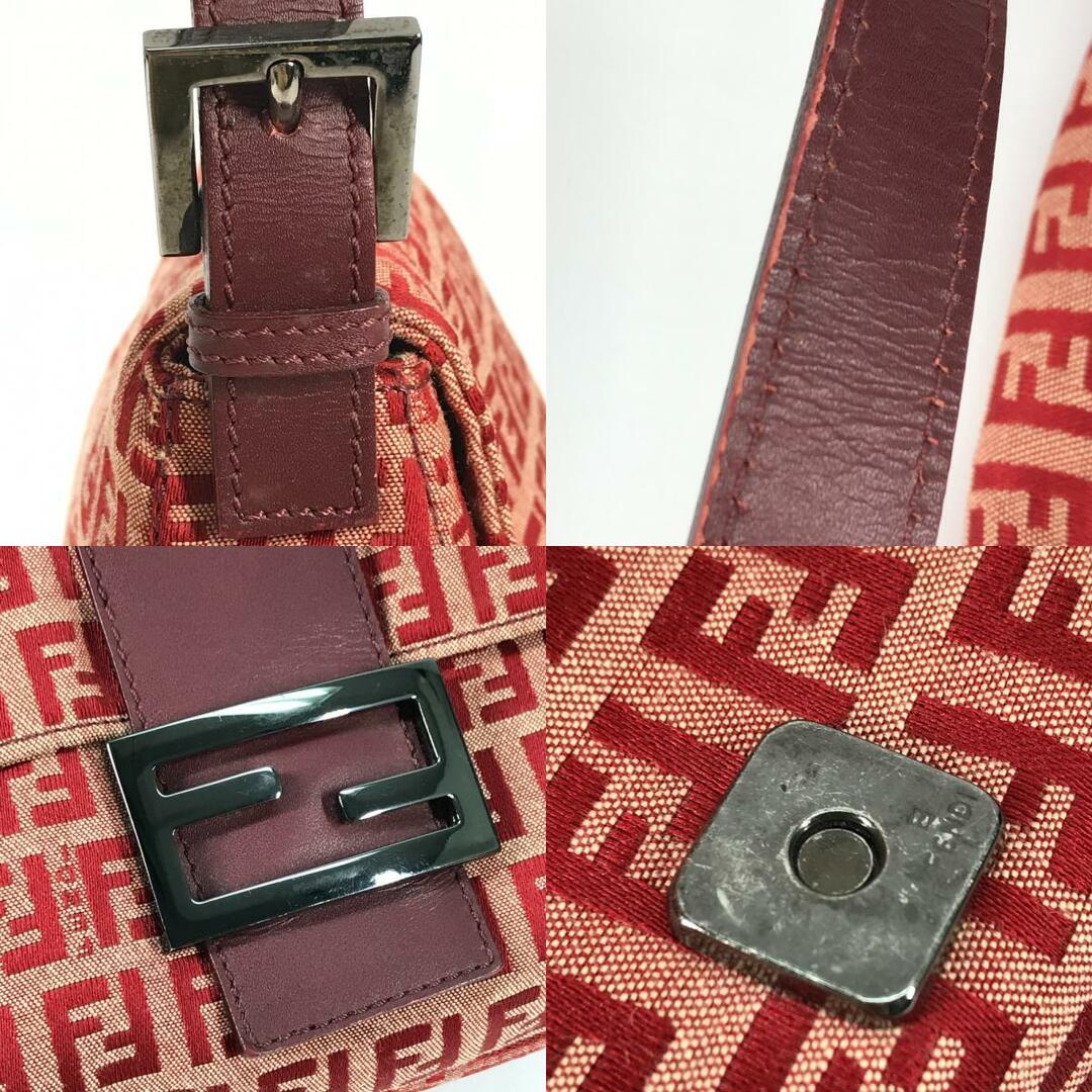 FENDI(フェンディ)のフェンディ FENDI マンマバケット 8BR001  ズッキーノ 肩掛け ショルダーバッグ キャンバス/レザー レッド レディースのバッグ(ショルダーバッグ)の商品写真