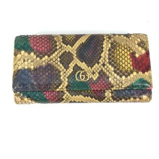 グッチ(Gucci)のグッチ GUCCI チェーンウォレット 546585 GGマーモント ミラー付き 2WAY ショルダーバッグ 斜め掛け 長財布 パイソン マルチカラー(財布)