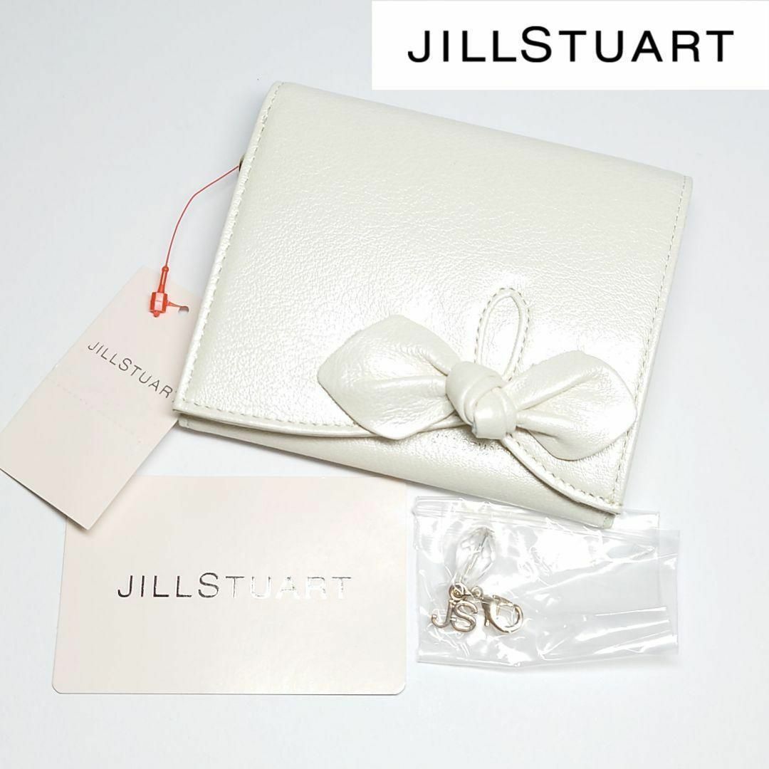 JILLSTUART(ジルスチュアート)の【新品タグ付き】ジルスチュアート リボン二つ折り財布 パールホワイト レディースのファッション小物(財布)の商品写真