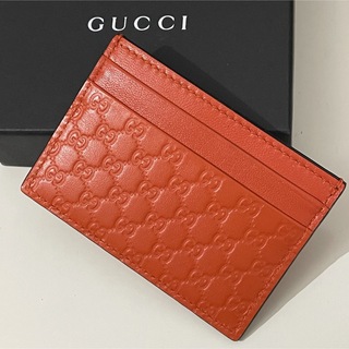 Gucci - 新品　GUCCI シマレザー　カードケース　定期入れ　オレンジ　箱無し格安