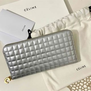 セリーヌ(celine)のCELIEN キルティング加工　ロングウォレット　長財布　シルバー(財布)