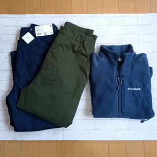 ユニクロ(UNIQLO)の140まとめ売り　ユニクロ　暖パン2枚（1枚新品）　モンベル　フリース(パンツ/スパッツ)