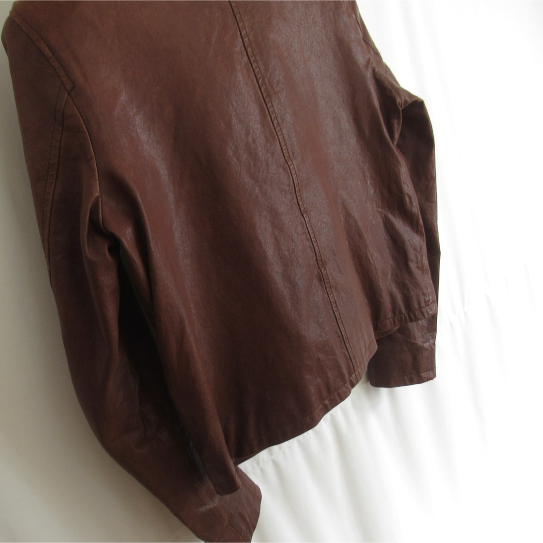IENA(イエナ)のIENA 本革 シングル ライダースジャケット レザージャケット ブルゾン 羊革 レディースのジャケット/アウター(ライダースジャケット)の商品写真