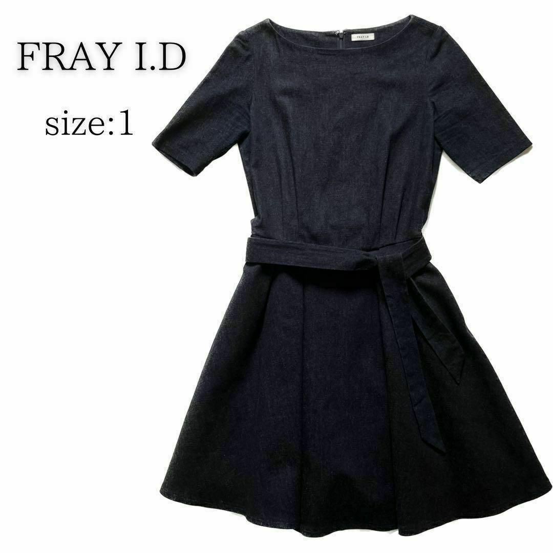 FRAY I.D(フレイアイディー)のFRAY.ID フレイアイディー　デニム　ドッキング　ワンピース　半袖 レディースのワンピース(ひざ丈ワンピース)の商品写真